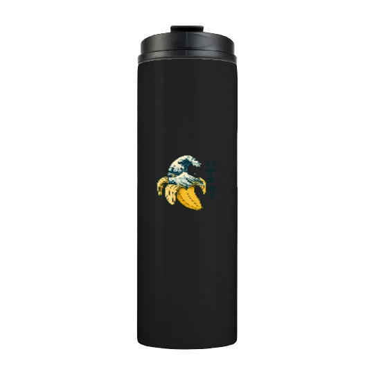 Wave and Banana Fusion Illustration Thermal Tumblers