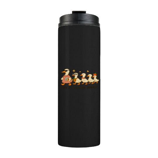 Whimsical Teacher Goose with Ducklings Thermal Tumblers