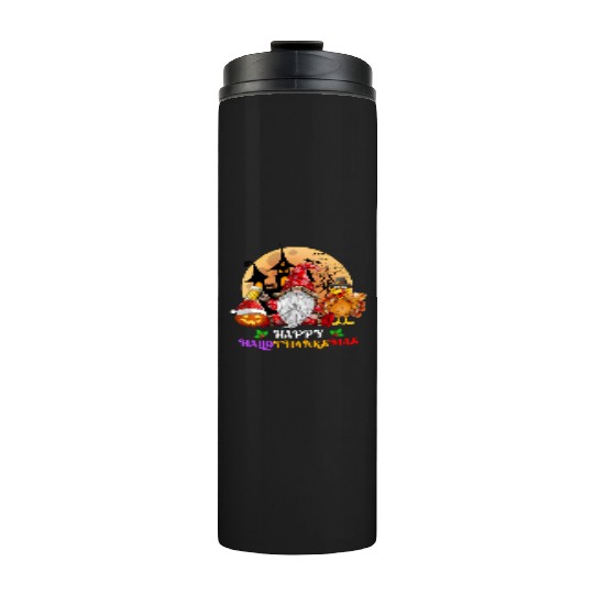 Happy Hallothanksmas Halloween Thanksgiving Xmas Thermal Tumblers