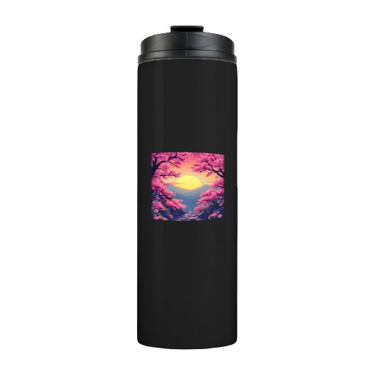 Cherry Blossom Sunset Path Thermal Tumblers