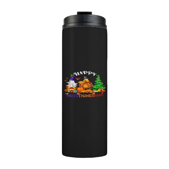 Retro Happy HalloThanksMas  Thermal Tumblers