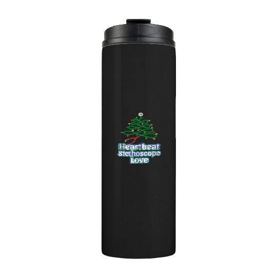 Festive Christmas Tree Heartbeat Design Thermal Tumblers