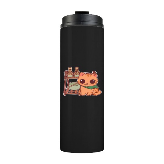 Kawaii Cat at Matcha Station Thermal Tumblers