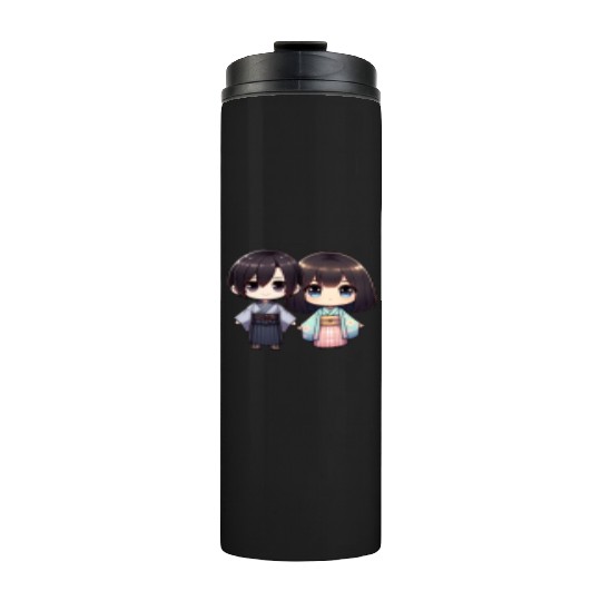 Chibi Kawaii Traditional Kimono Duo Thermal Tumblers