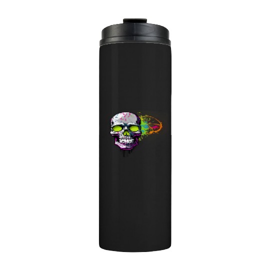 Neon Graffiti Skull Artwork Thermal Tumblers