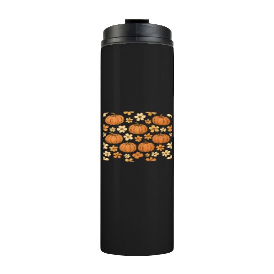 Autumn Pumpkin and Flower Pattern Thermal Tumblers