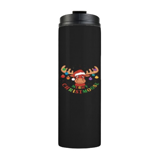 Festive Reindeer with Holiday Ornaments Thermal Tumblers