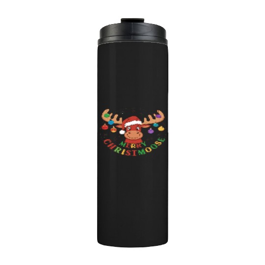 Festive Reindeer with Holiday Ornaments Thermal Tumblers