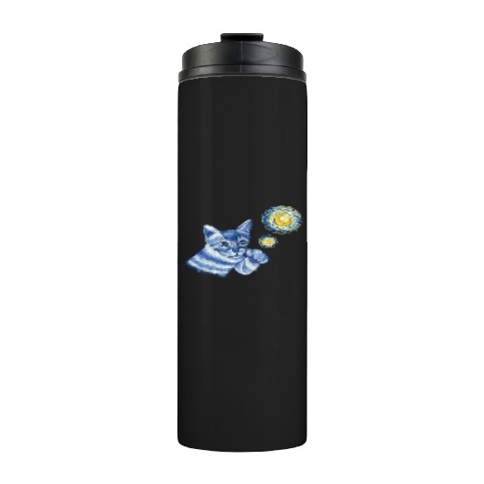 Blue Starry Night British Shorthair Cat Graphic Thermal Tumblers