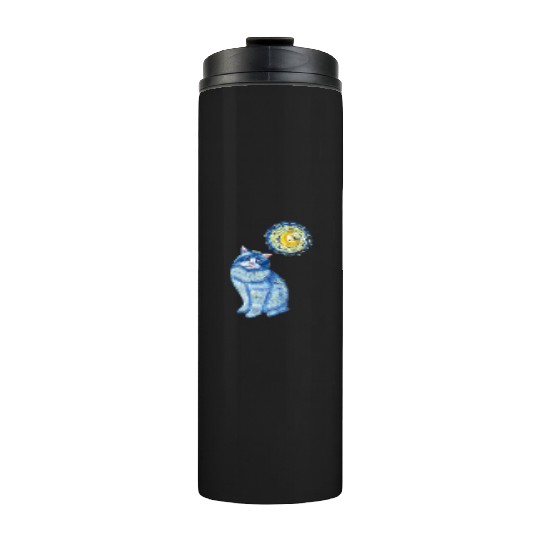 Blue Van Gogh Starry Night Ragdoll Cat Graphic Thermal Tumblers