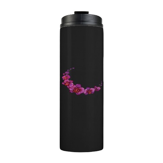 Violet Moon Orchid Flower branch illustration Thermal Tumblers