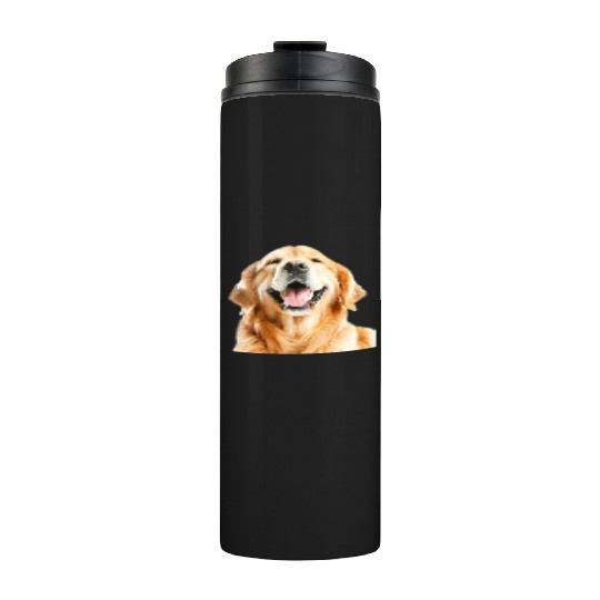 Joyful Golden Retriever Illustration Thermal Tumblers