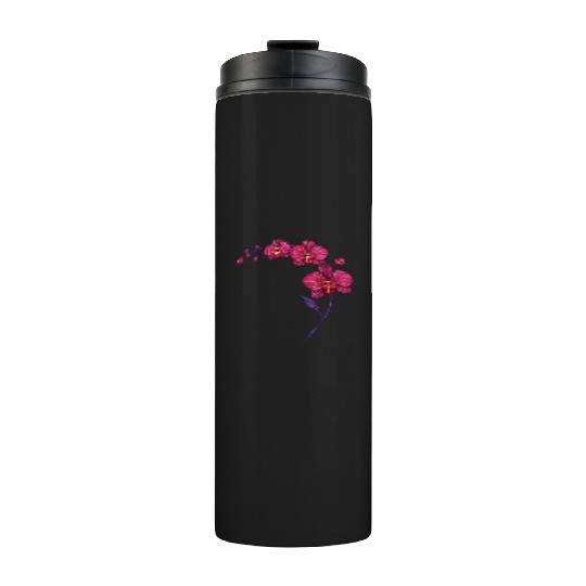 Elegant Violet Pink Orchid Flower Branch Design Thermal Tumblers