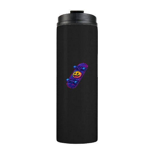 Neon Smile Skateboard Art Thermal Tumblers