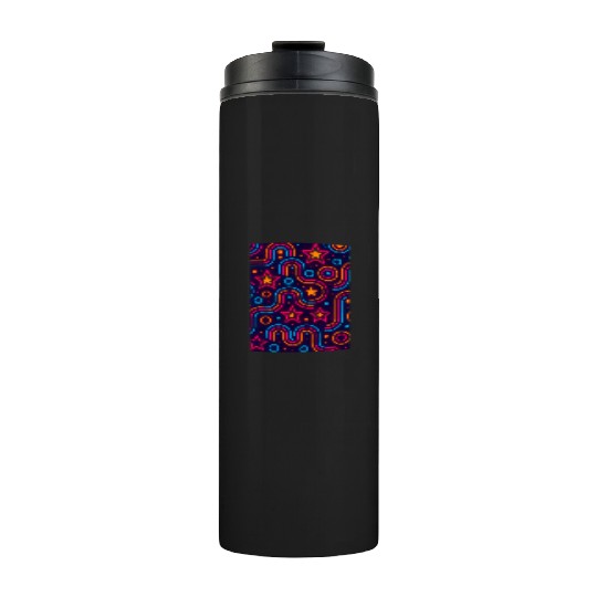 Neon Starburst Cosmic Pattern Thermal Tumblers