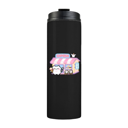 Kawaii Cat Ice Cream Shop Illustration Thermal Tumblers