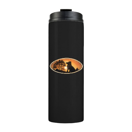 Sunset Wilderness Wolf Silhouette Thermal Tumblers