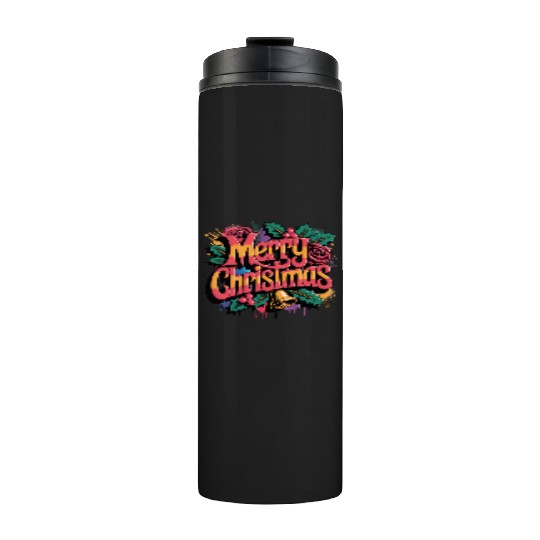 Colorful Graffiti Merry Christmas with Holly and B Thermal Tumblers