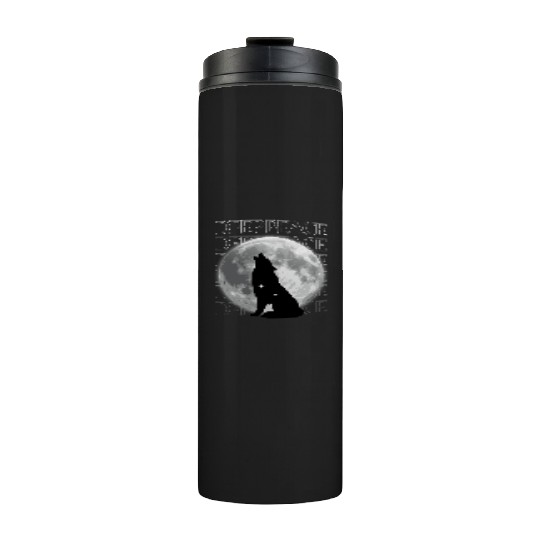 Wolf Howling at Full Moon Design Thermal Tumblers