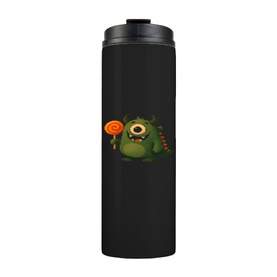Whimsical Monster with Lollipop Thermal Tumblers