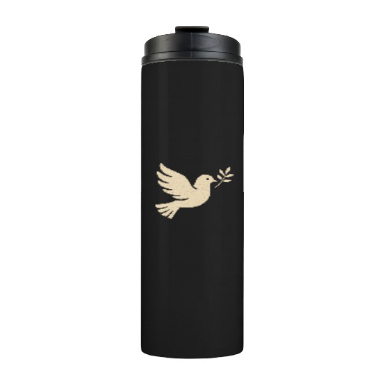 Elegant Dove with Olive Branch Design Thermal Tumblers
