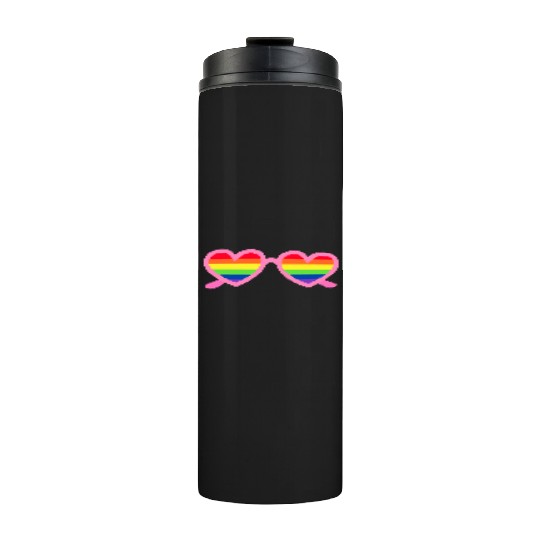 Rainbow Heart Sunglasses LGBTQ Thermal Tumblers
