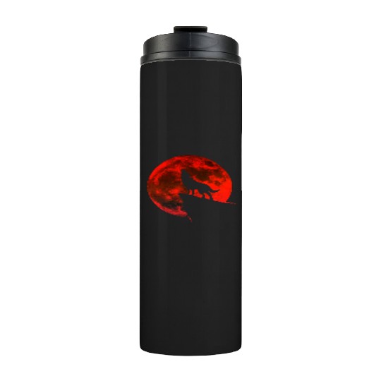 Howling wolf full blood moon space galaxy gift dog Thermal Tumblers