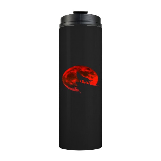 Howling wolf full blood moon space galaxy gift dog Thermal Tumblers