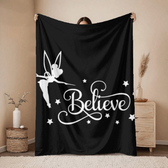tinkerbell believe, funny tinkerbell, tinkerbell Throw Blankets