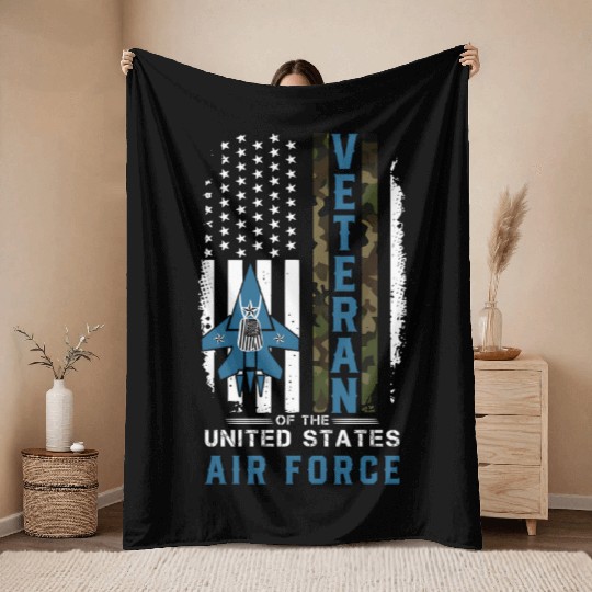 Us Air Force Veteran Camo Throw Blankets