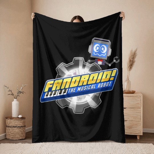 Fandroid Logo with Waving Fandroid Throw Blankets