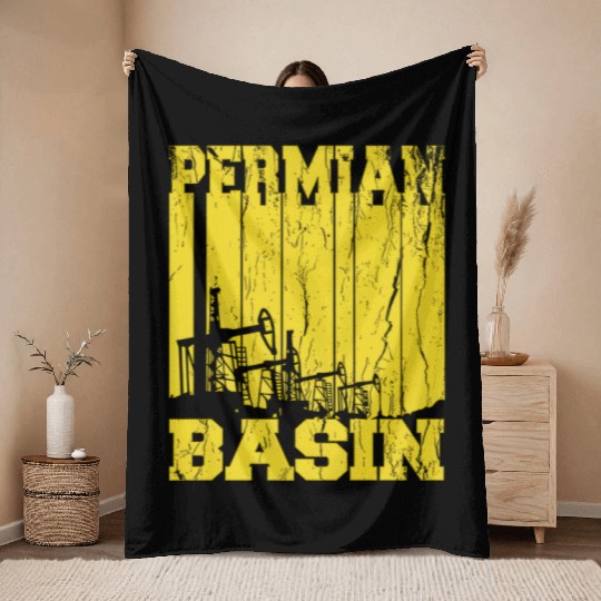 Permian Basin Oilfield Rigger Driller Distressed Throw Blankets