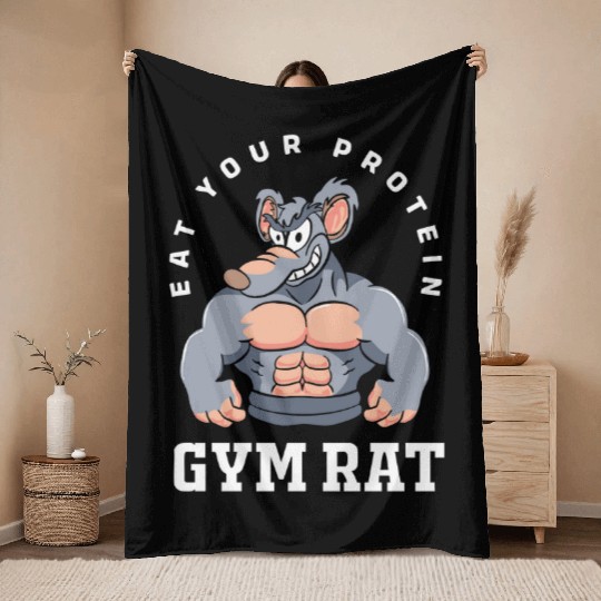 Weightlifting Gym Rat Throw Blankets