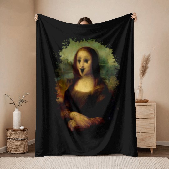 Haunted Mona Lisa Throw Blankets