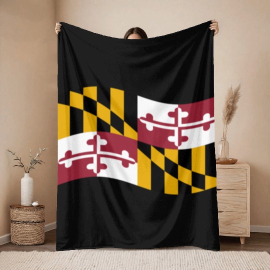 Waving Maryland Flag Throw Blankets