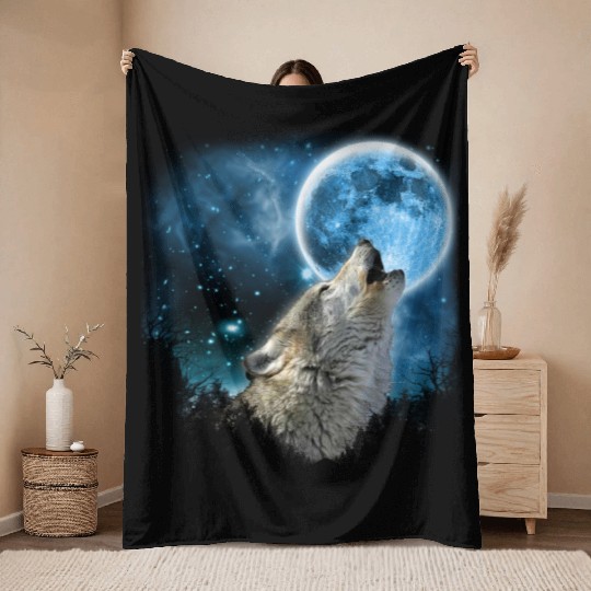 Silver Wolfs Skylight 3px Throw Blankets
