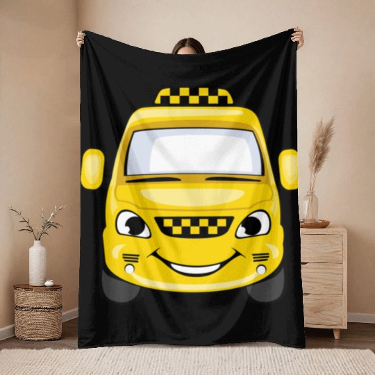 Taxi design art Throw Blankets