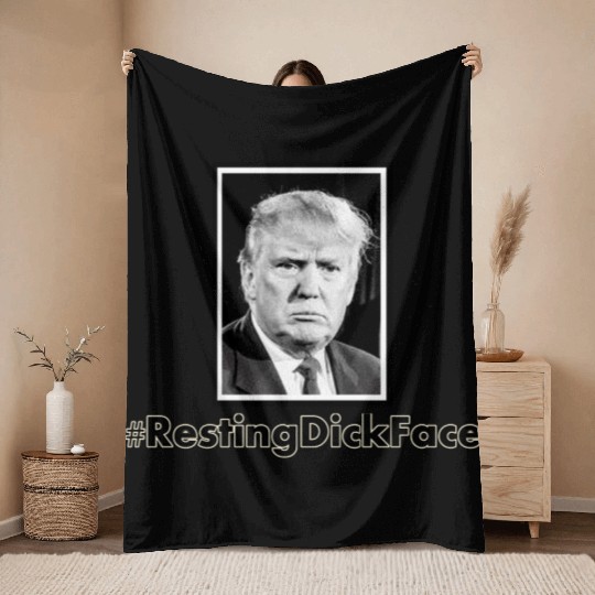 Trump: Resting Dick Face Throw Blankets