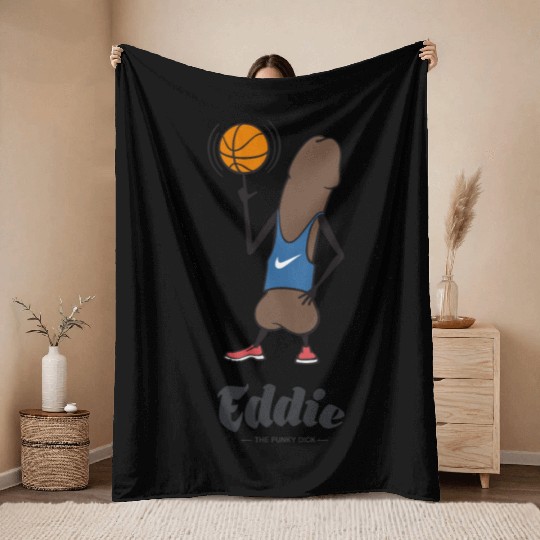 Eddie Funky Dick Basketball Throw Blankets