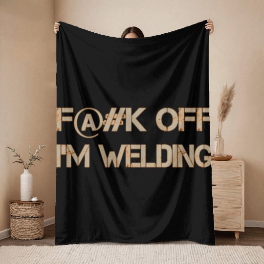 Fuck Off Tan-Orange Throw Blankets