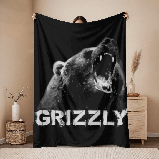 Grizzly Bear Throw Blankets