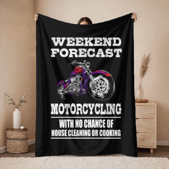 Weekend Forecast Motorcycling Motorcycle Throw Blankets