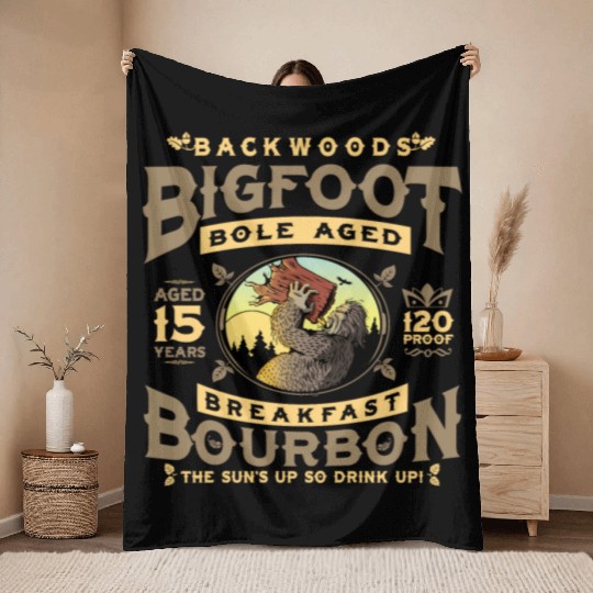 Backwoods Bigfoot Bole-Aged Breakfast Bourbon Throw Blankets