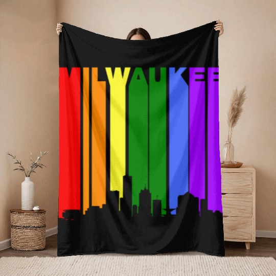 Milwaukee Wisconsin Rainbow LGBT Gay Pride Throw Blankets