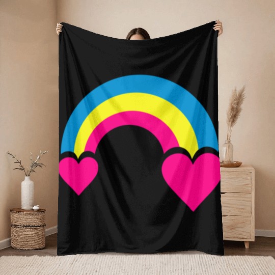 rainbow & hearts Throw Blankets