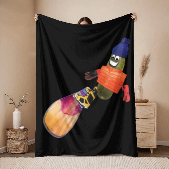 Snowboard Pickle Throw Blankets