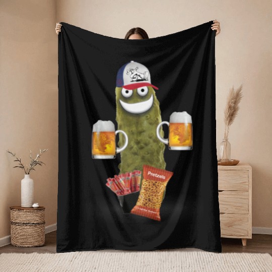 Drinking Buddy Pickle Throw Blankets