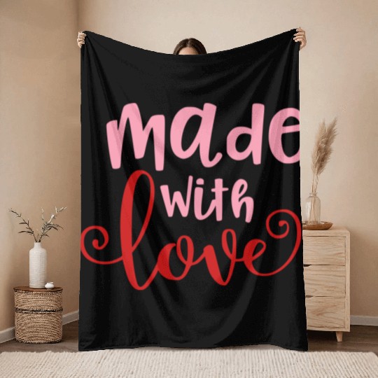 Made With Love Baby Infant Valentine Throw Blankets