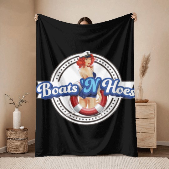 BOATS 'N HOES STEP BROTHERS SEXY LOGO Throw Blankets
