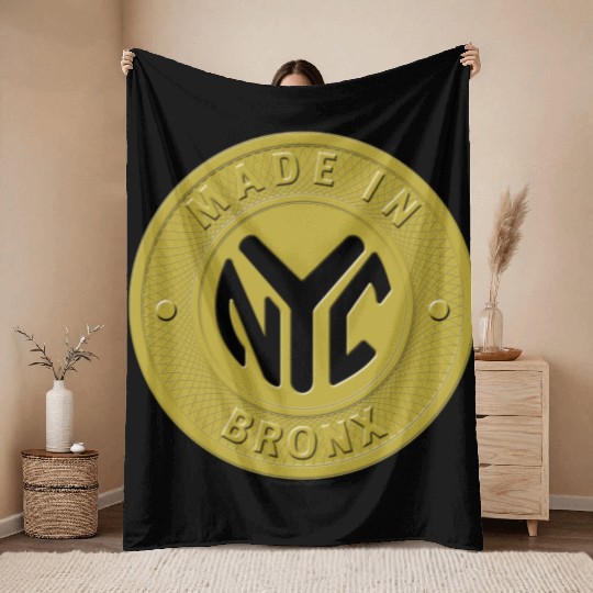 Made In The Bronx Token Throw Blankets